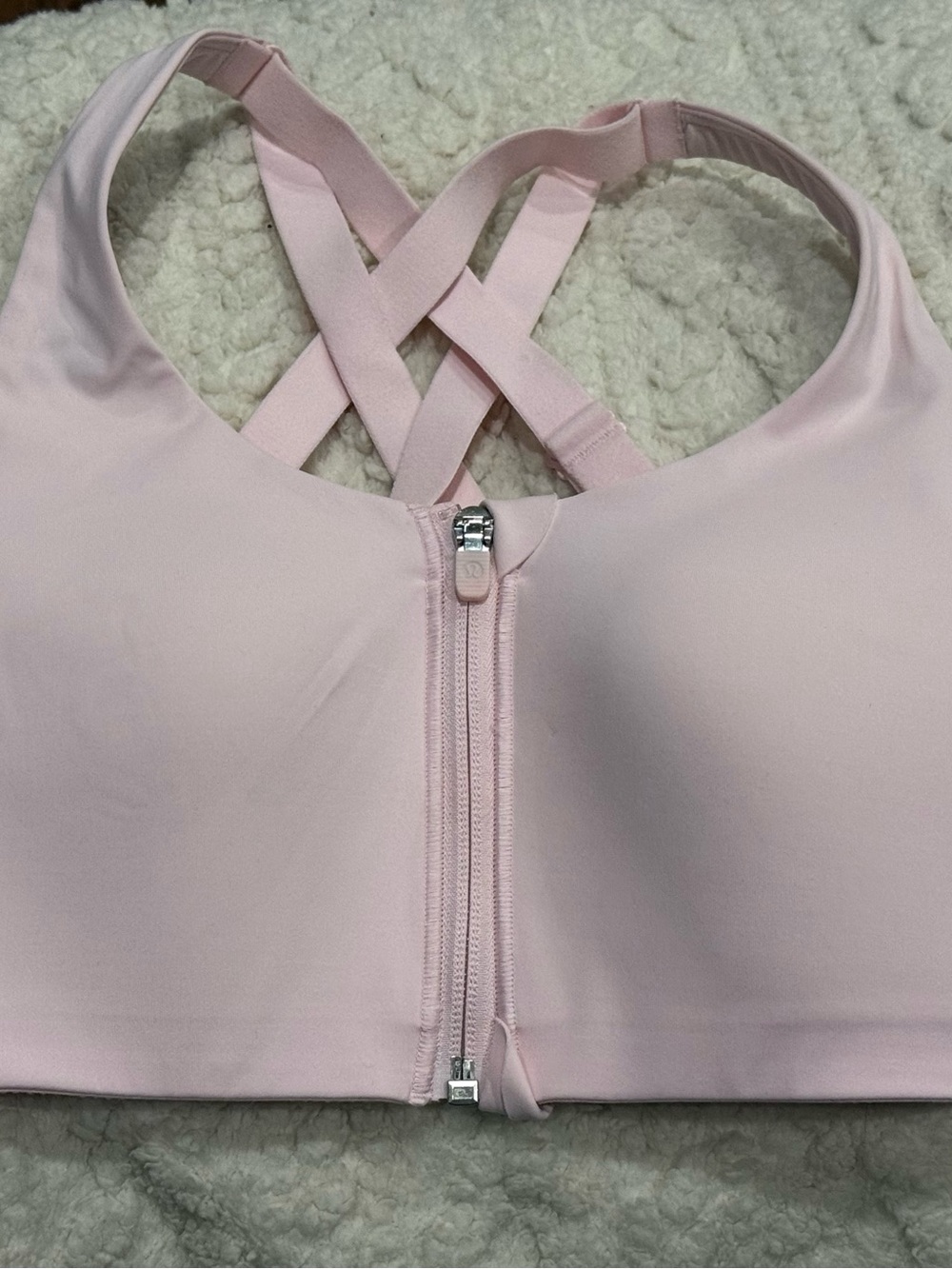 Lululemon Light Pink Front-Zip Crisscross Sports Bra